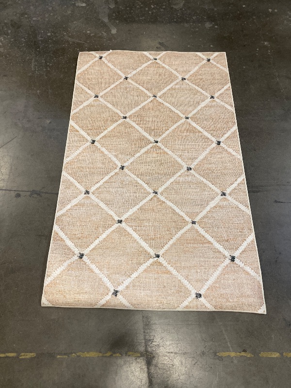Photo 1 of Dash and Albert Kali Machine Washable Area Rug - 2' x 3' Natural - Diamond Accent Rug - Anti-Slip Backing, Lightweight, Machine Washable, High Traffic Areas Kitchen, Mudroom, Laundry Room