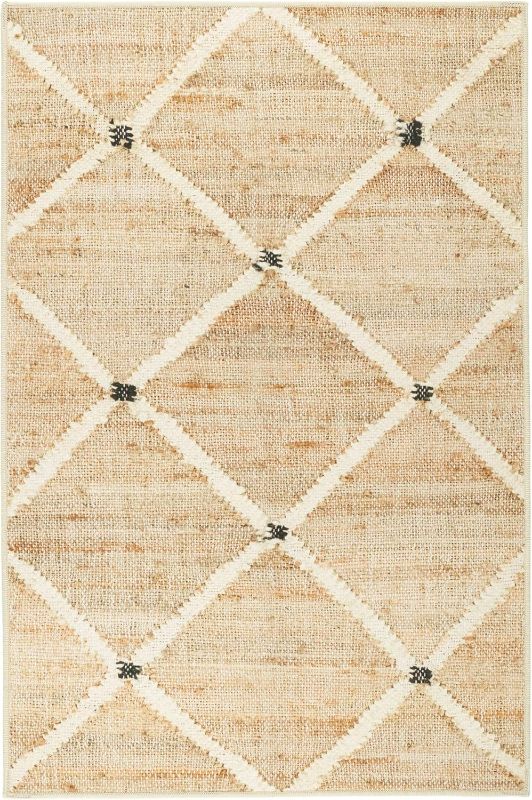 Photo 1 of Dash and Albert Kali Machine Washable Area Rug - 2' x 3' Natural - Diamond Accent Rug - Anti-Slip Backing, Lightweight, Machine Washable, High Traffic Areas Kitchen, Mudroom, Laundry Room