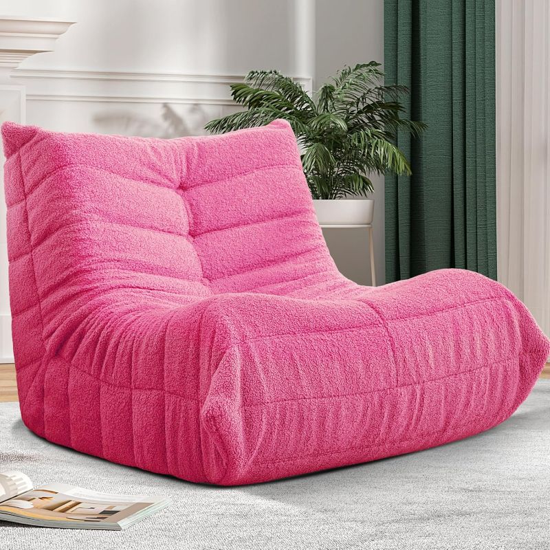 Photo 1 of Bean Bag Chair Big Sofa Beanbag Chair for Adults Fireside Chair Bean Bag Lounger with Memory Foam Filled for Home,Apartment or Gaming Venue(DarkPink Teddy)