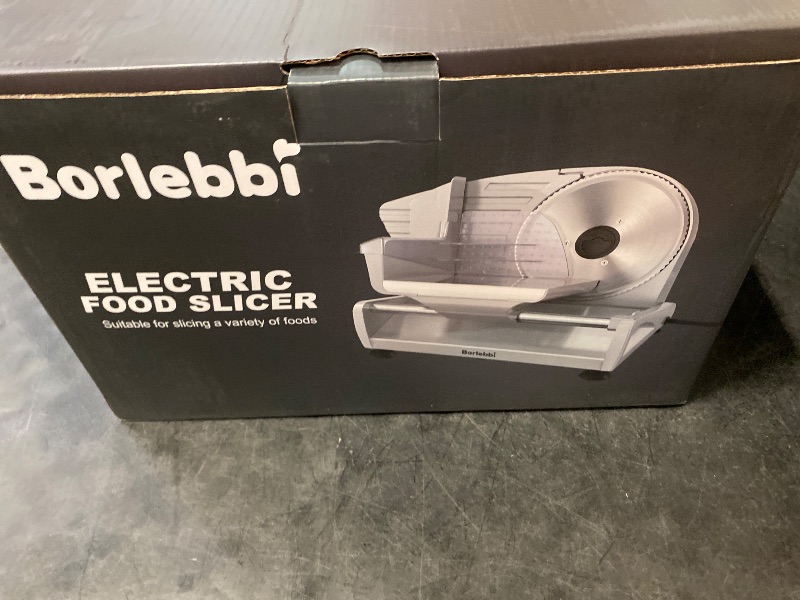 Photo 1 of Meat Slicer, 200W Meat Slicer Machine for Home, DC Motor Quiet Deli Slicer with 2 Removable 7.5'' Stainless Steel Blades, Adjustable Dial for 0-15mm, Electric Food Slicer for Meat, Cheese, Bread