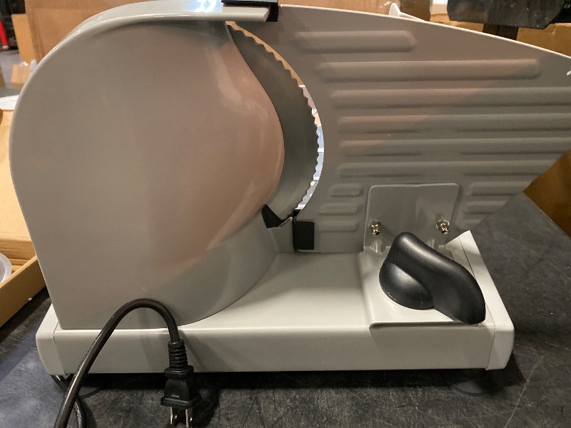 Photo 1 of Meat Slicer, 200W Meat Slicer Machine for Home, DC Motor Quiet Deli Slicer with 2 Removable 7.5'' Stainless Steel Blades, Adjustable Dial for 0-15mm, Electric Food Slicer for Meat, Cheese, Bread