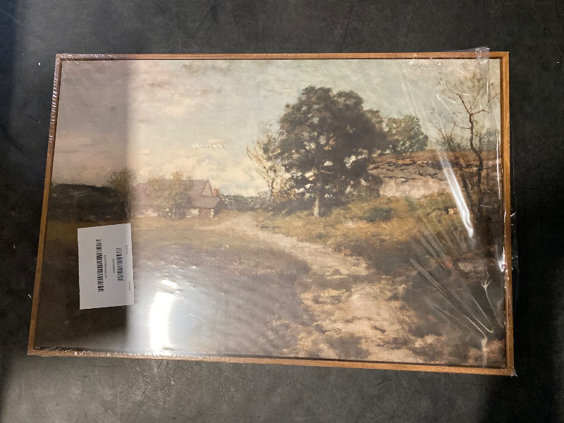 Photo 1 of InSimSea Framed Canvas Wall Art Vintage Decor, Room Decor Classical Oil Painting Canvas Prints Arkville Landscape Vintage Wall Art Home Decor, 16"x24"