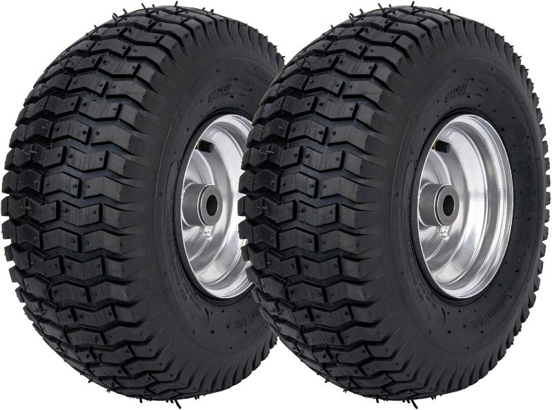 Photo 1 of 15x6.00-6 Lawn Mower Tire Riding Mower Tire and Wheel Front Tire Compatible with John Deere Craftsman Husqvarna Lawn Mower Tires Tractors Tire