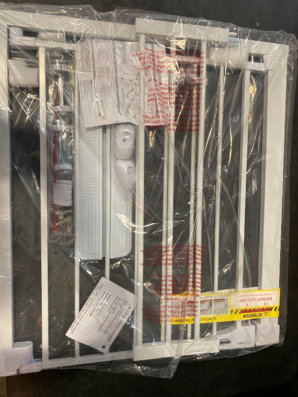 Photo 1 of Cumbor 29.7-40.6" Baby Gate for Stairs, Mom's Choice Awards Winner-Dog Gate for Doorways, Pressure Mounted Auto-Close Pet Gates for Dogs Indoor, Safety Child Gate with Easy Walk Thru Door, White