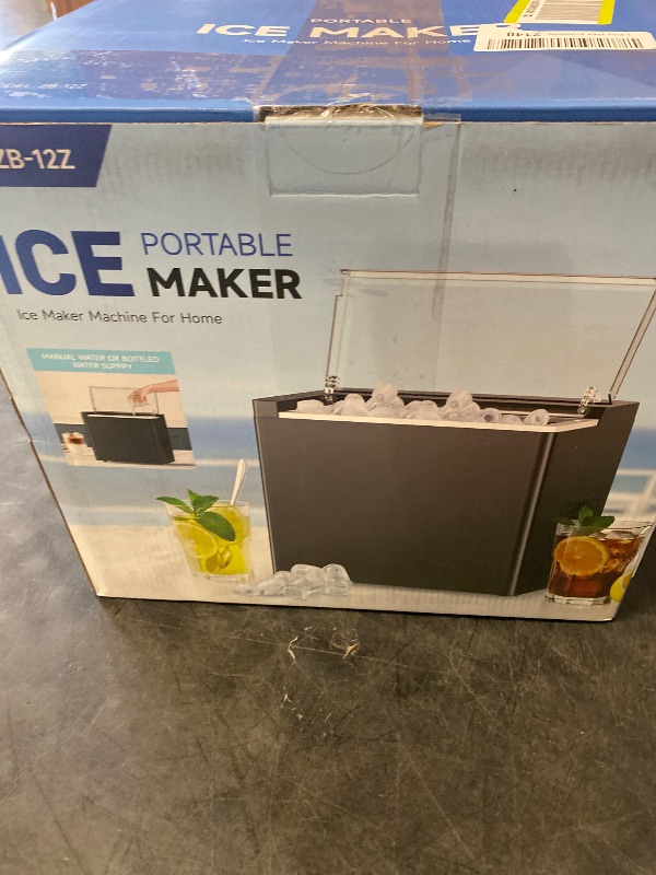 Photo 1 of Ice Makers Countertop, 9 Ice Cubes in 6 Mins Portable Ice Maker, 2 Sizes of Bullet Ice (S/L) Small Ice Machine for Home Kitchen Camping (Black)