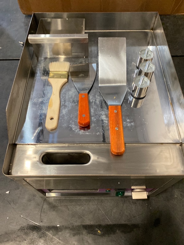 Photo 1 of Mvegoiuok Commercial Electric Griddle 14 Inch Stainless Steel Table Top Griddle 1800W Indoor Grill Electric Flat Top Grill Smokeless