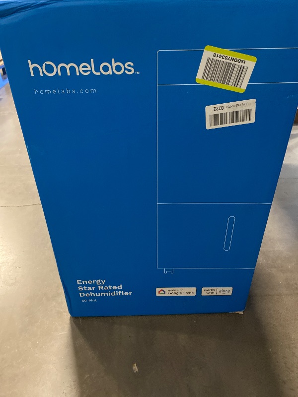 Photo 1 of hOmeLabs 50 Pint Wi-Fi Dehumidifier for up to 7,000 Sq Ft Rooms (MAX 120 Pint at 95°F, 90% RH) – Powerful Humidity Control for Large Rooms and Basements