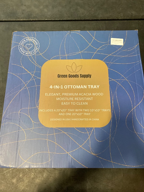 Photo 1 of 20 inch Large Square Ottoman Tray. Premium Acacia Wood Serving Tray for Living Room, Ottoman, Kitchen or as a Coffee Table Tray. Perfect Serving Tray for Breakfast in Bed, Appetizers or Parties