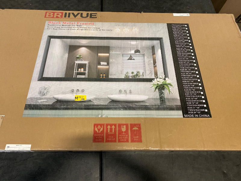 Photo 1 of 55x30 Inch Black Bathroom Mirror for Wall, Thick Metal Framed Rectangle Mirrors for Over Sink, Bedroom, Living Room, Entryway, Anti-Rust, HD Tempered Glass