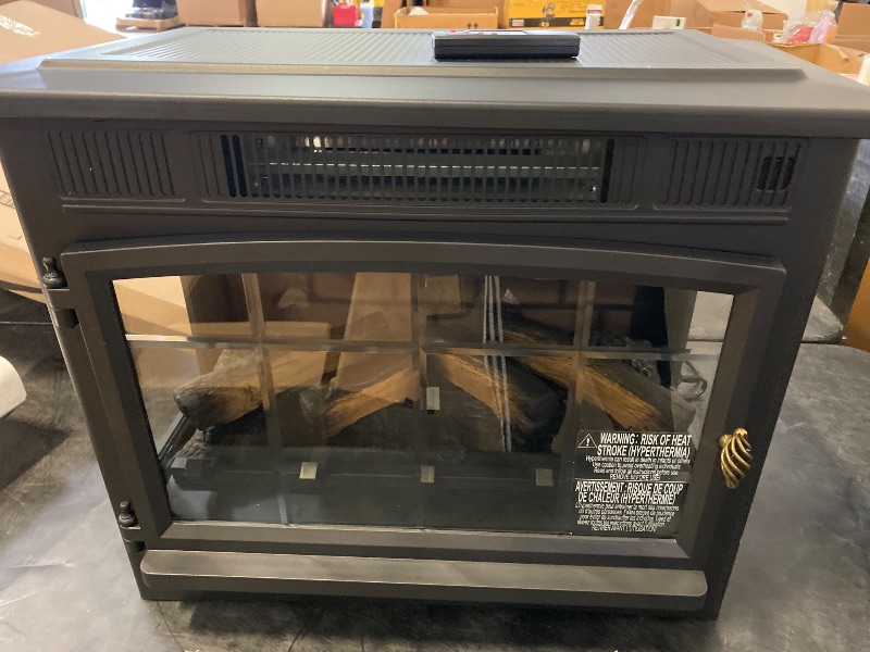 Photo 1 of duraflame Freestanding Electric Fireplace Stove Heater with 3D Flame Effect for 1,000 Sq. Ft. Room, Black