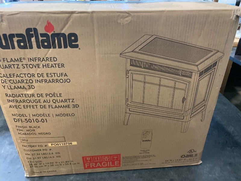 Photo 1 of duraflame Freestanding Electric Fireplace Stove Heater with 3D Flame Effect for 1,000 Sq. Ft. Room, Black