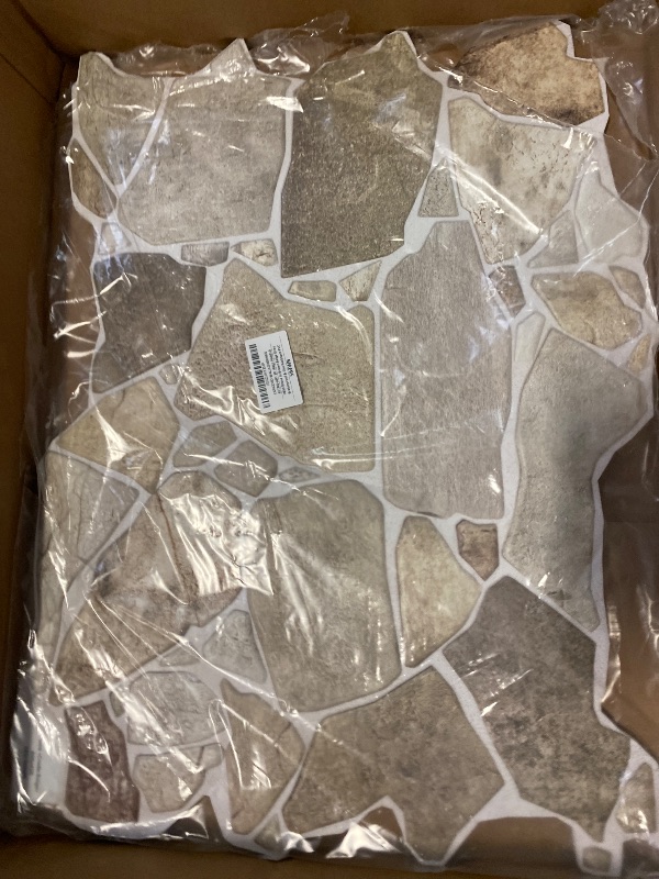Photo 1 of CONCORD WALLCOVERINGS ™ Retro-Art 3D Faux Stone Wall Panels, Pack of 10, Grey Beige Brown Wild Boulder, Lightweight PVC Sheets 17.5" x 23.75" (44.5cm x 60.3cm), Rock Tiles - Covers 28.86Sq Ft (2.7m2)