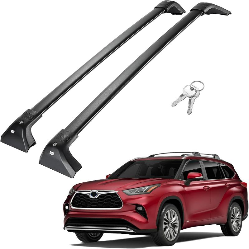 Photo 1 of JOYTUTUS Lockable Car Roof Rack Cross Bars Compatible with Toyota Highlander 2020-2025 XLE, XSE, Limited, Platinum, Bronze Edition, Hybrid, Aluminum Bar, Max Load 260lbs for Cargo Luggage Carrier
