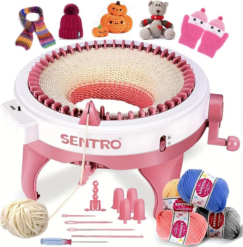 Photo 1 of SENTRO Knitting Machine, 48 Needles Knitting Machine, Smart Knitting Loom Machine with Row Counter for Adults Beginners, Circular Double Knit Loom Crochet Knitting Machine Kit for Hat Socks
