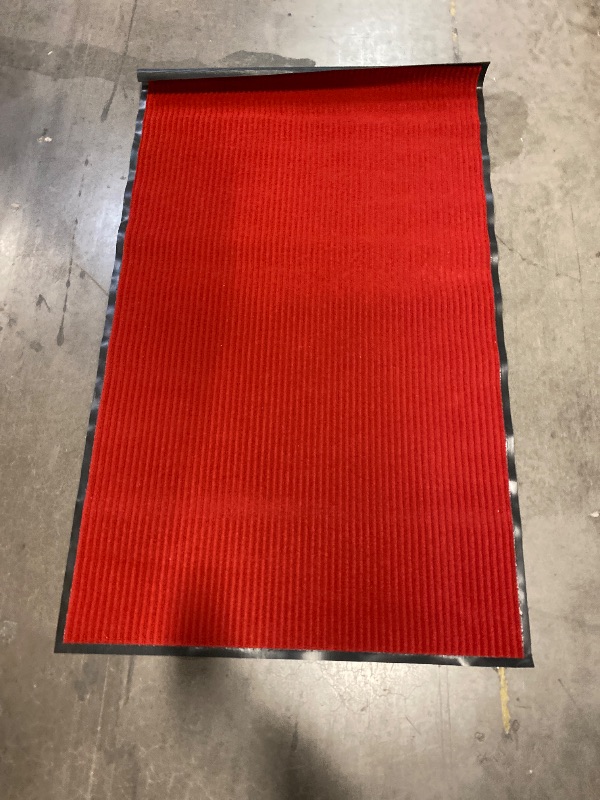 Photo 1 of GORILLA GRIP Traffic Guard Door Mat, 60x36, Heavy Duty Welcome Mats, Commercial Office Space Doormat, Waterproof, Fade Resistant, Strong Rubber Backing, Low Profile, Shoe and Boot Scraper, Red