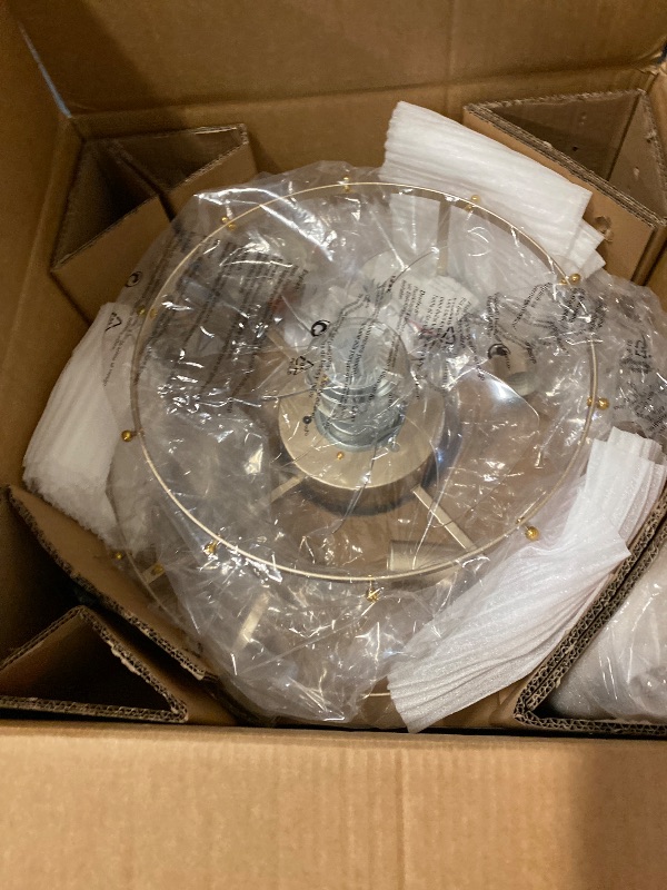 Photo 1 of 20" Pink Crystal Fandelier Ceiling Fans with Lights, Pink Flower Chandelier Ceiling Fan with Light Remote Control, Morden Caged with 6 Speeds for Bedroom, Nursery, Living Room