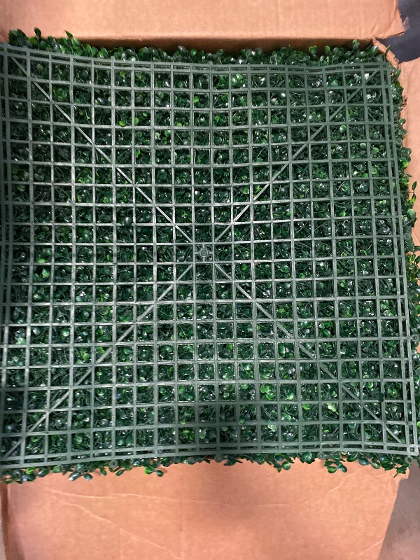 Photo 1 of AOKIE 20"X20" Artificial Grass Wall, 24Pcs Boxwood Hedge Wall Panels UV-Anti Grass Backdrop Wall Decor, Greenery Privacy Hedge Screen for Indoor Outdoor Patio Balcony, Party Garden Fence Decor