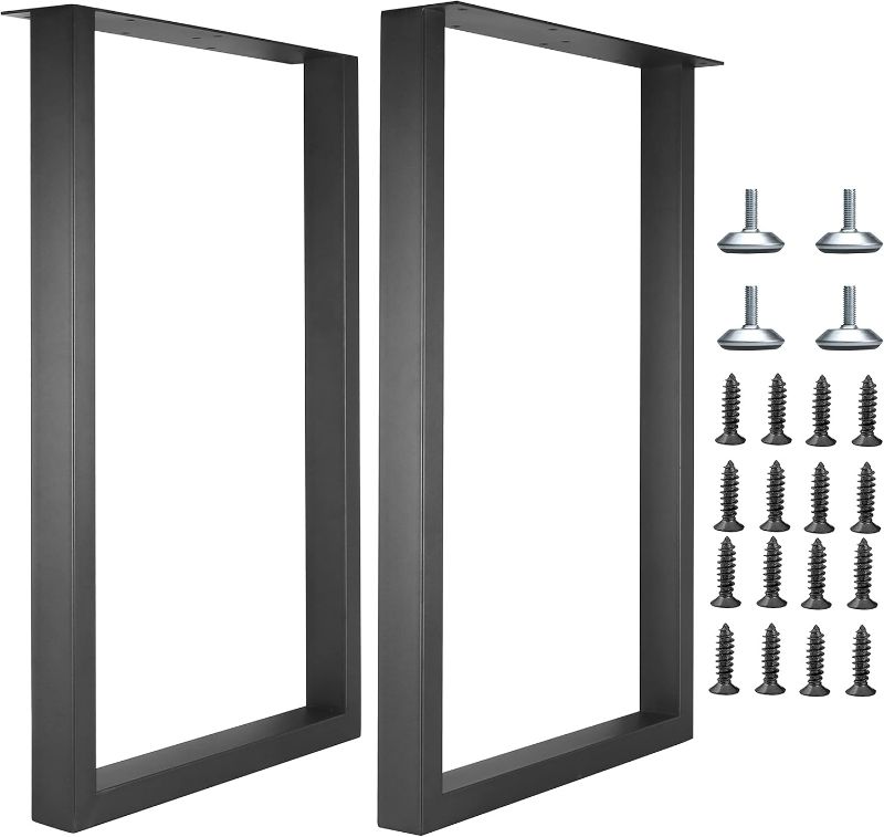 Photo 1 of Metal Table Legs for Desk, Heavy Duty Square Tube Iron, DIY Furniture Legs for Dining and Coffee Table, Computer Desk, Workbench, Meeting Room Table, 28”H x 17.7”W(Rectangle)