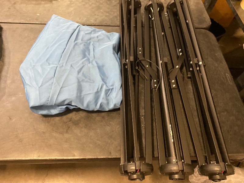 Photo 1 of MFSTUDIO 15ft Double Sided Patio Umbrella with Solar Lights, Outdoor Large Umbrellas with Crank Handle and 36 LED Lights, Rectangular Market Umbrella with Base Included for Deck Pool Shade, Haze Blue