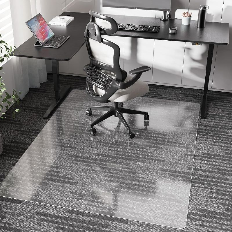 Photo 1 of Chair Mat for Carpet, 46" x 60" Desk Chair Mat for Carpeted Floors, Non-Slip Office Vinyl Mat for Carpet with Studded, Easy Glide Heavy Duty Floor Protector Mat for Home Office, Clear