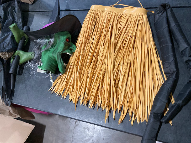 Photo 1 of 10.5FT Outdoor Animated Flying Witch Halloween Decor on Broom, Sound Activation,Eyes Glowing,Scary Sounds, Animatronics Hover Witch for Garden Yard Lawn Decorations