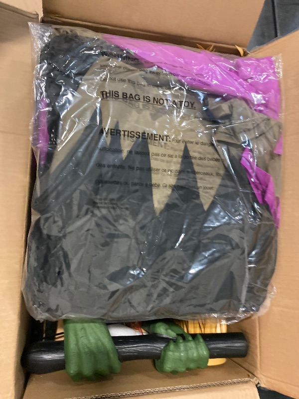 Photo 1 of 10.5FT Outdoor Animated Flying Witch Halloween Decor on Broom, Sound Activation,Eyes Glowing,Scary Sounds, Animatronics Hover Witch for Garden Yard Lawn Decorations