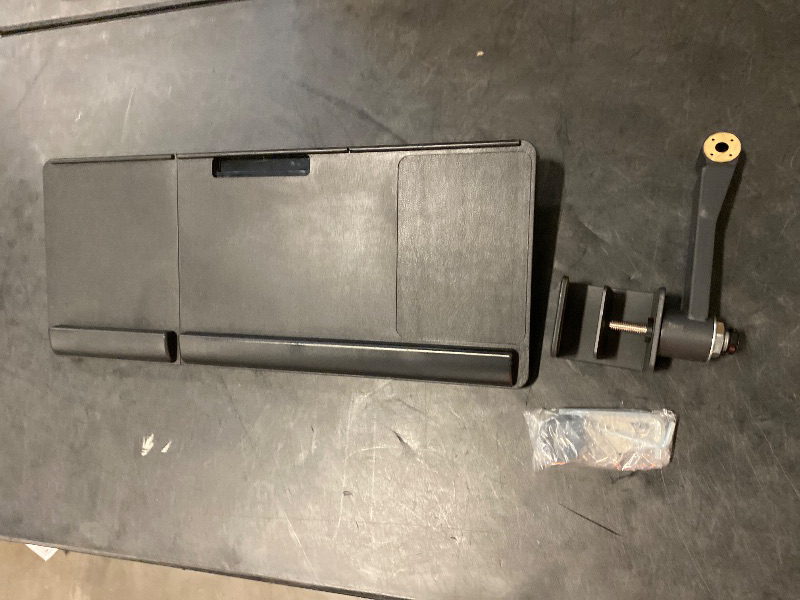 Photo 1 of Klearlook Upgraded Adjustable Keyboard Tray for Above Desk & Under Desk Use - Ergonomic Sit-Stand Keyboard Riser with 360° Rotation, 24.4"×10" Keyboard Stand with Wrist Rest & Storage Drawer - Black