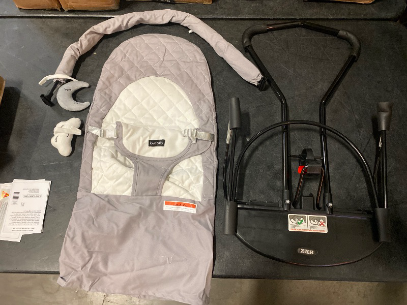 Photo 1 of HKAI Baby Bouncer, Portable Baby Bouncer Seat for Babies 0-18 Months, 100% Cotton Fabrics, 3 Modes of use with Rocker and Stationary Options, Infant Rocker Chair with Hanging Toys-Light Grey