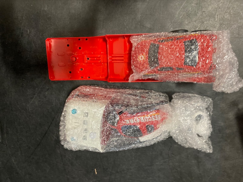 Photo 1 of Kids Toys for 3 4 5 6 7 8 Years Old Boys, 25" Fire Truck Toy with Racing Car and Helicopter, Toddler Friction Powered Truck Vehicle Toy with Lights, Sounds for Boys Girls Christmas Birthday Gifts