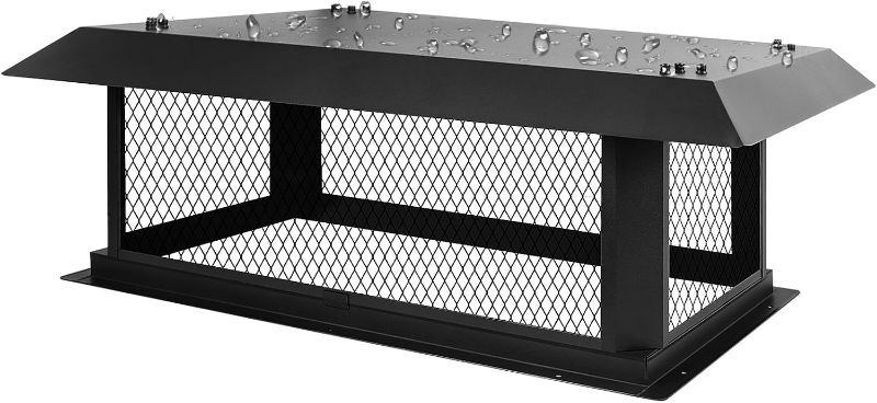 Photo 1 of 14" x 26" Chimney Cap Chimney Cover,Fireplace Chimney Caps for Outside,Chimney Rain Caps Chimney Flue Cover Chimney Roof Rain Guard on Existing Flue Tile Brick Clay,Galvanized Steel Chimney Vent Cap