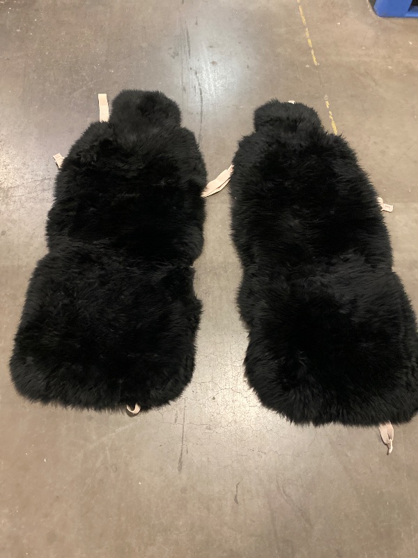 Photo 1 of Fluffy Fur Sheepskin Car Seat Cover Automotive Interior Accessories Seat Covers Accessories Seat Cushions? Soft Natural Pure Wool ?Universal Fits Most Cars SUVs (Black, Universal Fit)


