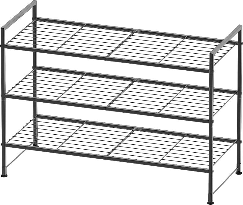 Photo 1 of SIMPLE HOUSEWARE 3-Tier Stackable Shoes Rack Storage Shelf, Black
