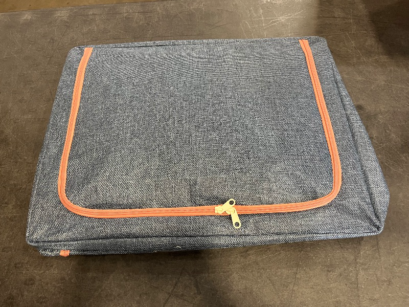 Photo 1 of Fabric Storage Box with Zipper Lid Foldable Cotton Linen Clothes Organizer for Home and Moving Multi-Purpose Sundries Storage Container for Toys and Blankets
