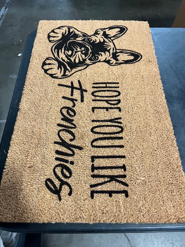 Photo 1 of Hope You Like Frenchies | Door Mat | Wedding Gift | Doormat | Family Personalized Doormat Closing Gift | Welcome Mat | Front Door Mat Premium Quality 16x24 inch
