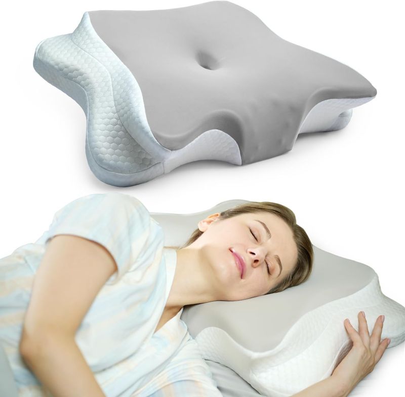 Photo 1 of Newpol Comfort Memory Foam Pillow for Neck Pain Relief & Cervical Support - Cooling Material Ergonomic Bed Massage Pillow for Side/Back/Stomach Sleepers
