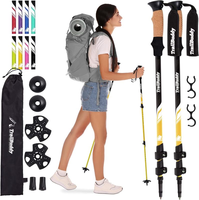 Photo 1 of TrailBuddy Trekking Poles – Lightweight 7075 Aluminum Hiking Poles for Women, Men & Seniors – Collapsible Walking Sticks for Travel, Trails & Balance
