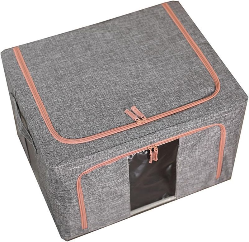 Photo 1 of SCIBOR Home Closet Storage Bins with Clear Window and Lid, Fabric Storage Bins with Handles, Foldable Storage Baskets for Organizing for Shelves, Clothes Bins
