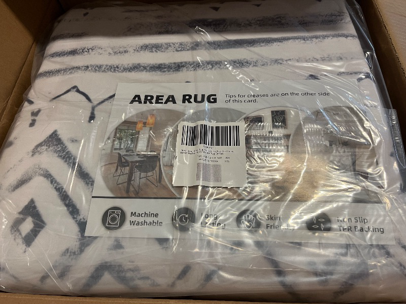 Photo 1 of 9x12 Area Rugs for Living Room-Non Slip Machine Washable Rug Modern Moroccan Boho Rug Super Soft Indoor Carpet Large Area Rug for Bedroom Dining Room Office Playroom, Blue

