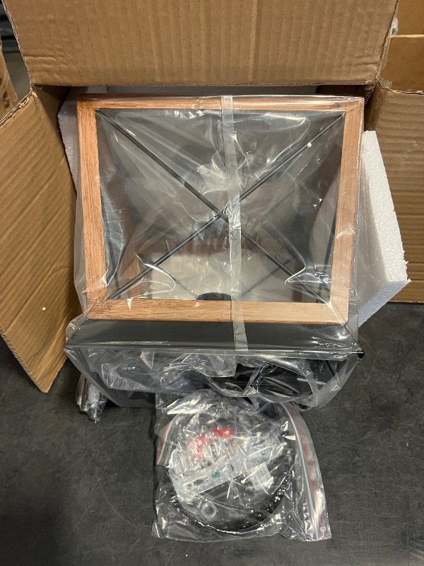 Photo 1 of Industrial Flush Mount Ceiling Light,LED Farmhouse Rustic Close to Ceiling Light, E27Mini Ceiling Lamp Fixture with Square Metal Cage for Hallway, Bedroom,Dining Room
