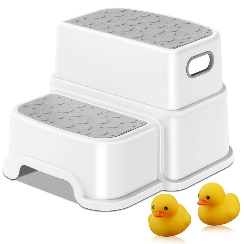 Photo 1 of Similar to Picture ** Toddler Step Stool,2 Step Stools for Kids with Anti-Slip Surface and Rubber Bottom, Kids Step Stool Poop Stool for Toilet Potty Training, Bathroom, Kitchen