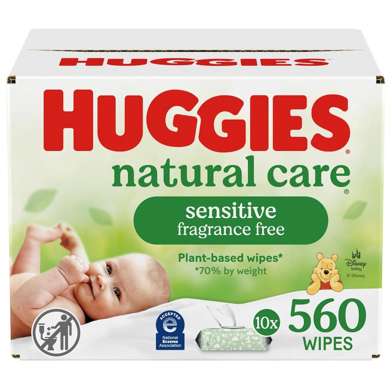 Photo 1 of Missing 2**
 Huggies Natural Care Sensitive Baby Wipes, Unscented, Hypoallergenic, 99% Purified Water, 10 Flip-Top Packs (560 Wipes Total)
