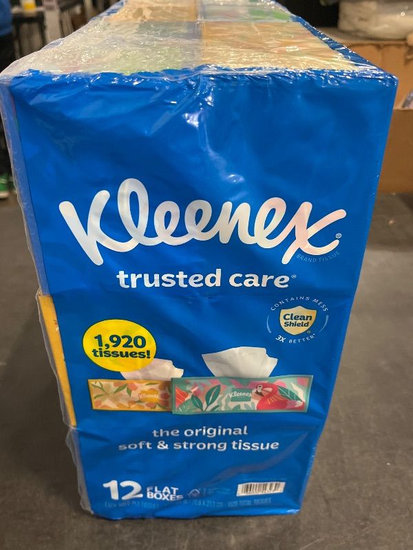 Photo 1 of Kleenex Trusted Care 2-ply Facial Tissues, Flat Boxes (160 Tissues/box, 12 boxes)
