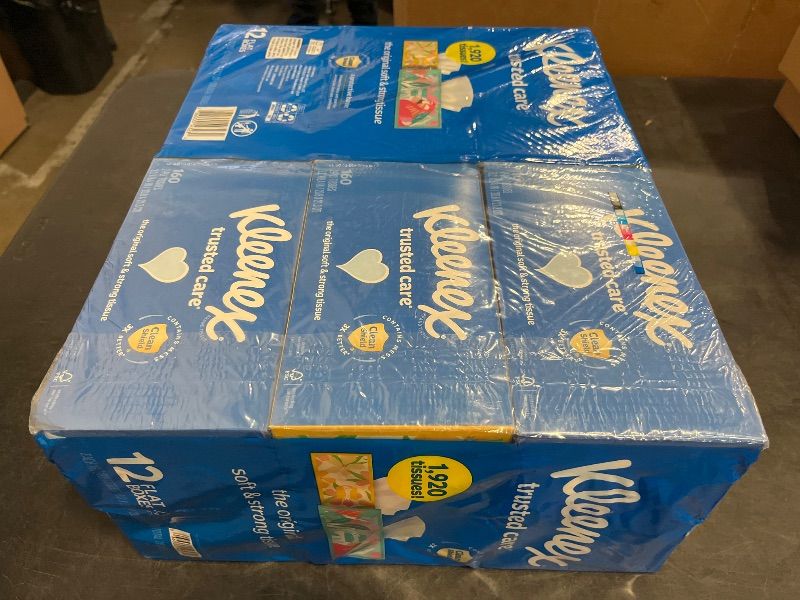 Photo 1 of Kleenex Trusted Care 2-ply Facial Tissues, Flat Boxes (160 Tissues/box, 12 boxes)