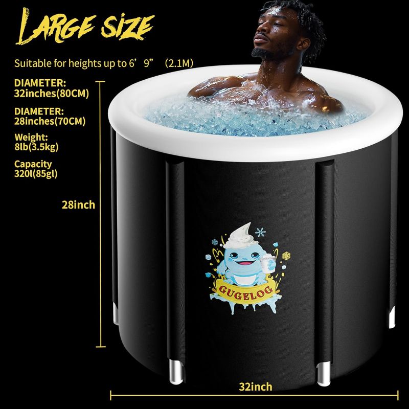 Photo 1 of ZBUZA gugelog Ice Bath Tub for Athletes – Premium 85-Gallon Portable with Cover, Upgraded, Leak-Proof, Extra Thick Design, High Capacity for Home Use
