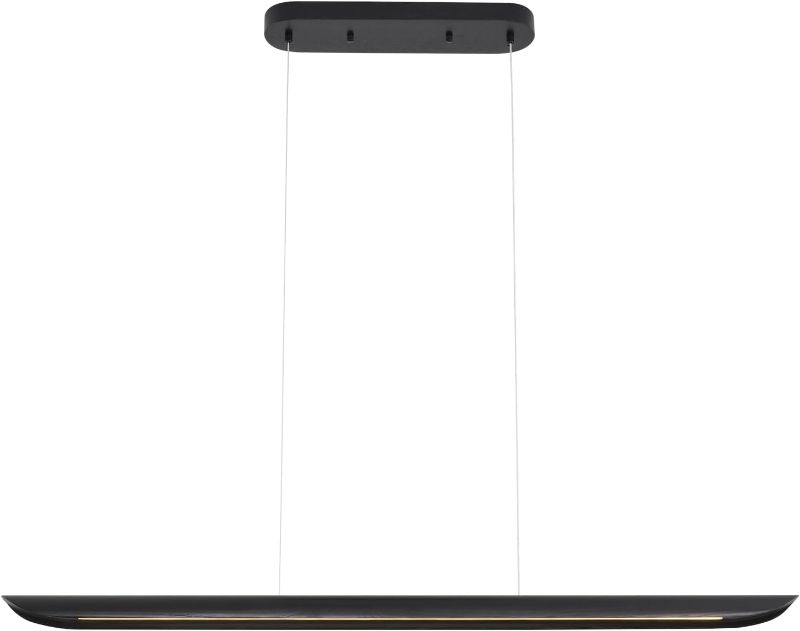 Photo 1 of 39" Modern Led Linear Pendant Light Dimmable Ceiling Hanging Lights Wood Linear Chandeliers Office Lighting for Dining Room Kitchen Island Pool Table Light Living Room Bar Pendant Light Black 24W
