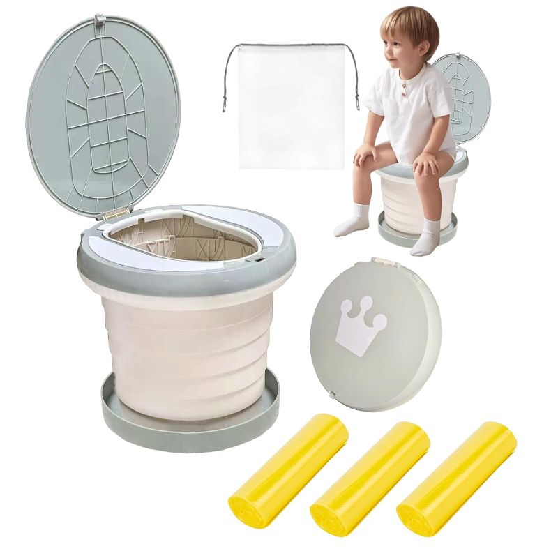 Photo 1 of SunnySmile portable, foldable potty seat for toddler, Training Toilet Seat Emergency Toilet for Car, Camping, Outdoor, indoor (grey, large)
