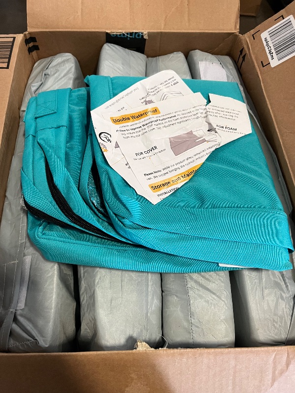 Photo 1 of Outdoor Chair Cushions 19 x 19 x 3 Inch, Waterproof & Fade Resistant Patio Seat Cushion for Furniture with Handle and Ties, Thick Seating Pads for Outside Sofa Couch Set of 2, Teal
