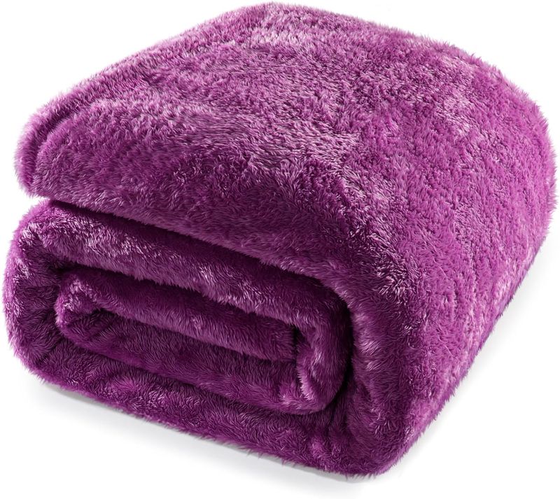 Photo 1 of Whale Flotilla Purple King Size Blanket for Bed, 300GSM Soft Warm Fleece Fabric, Decorative Lightweight Plush Fluffy Blankets for All Season, 90x104 Inch
