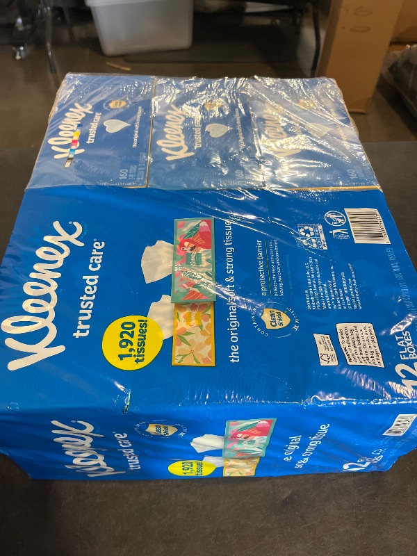 Photo 1 of Kleenex Trusted Care 2-ply Facial Tissues, Flat Boxes (160 tissues/box, 12 boxes)