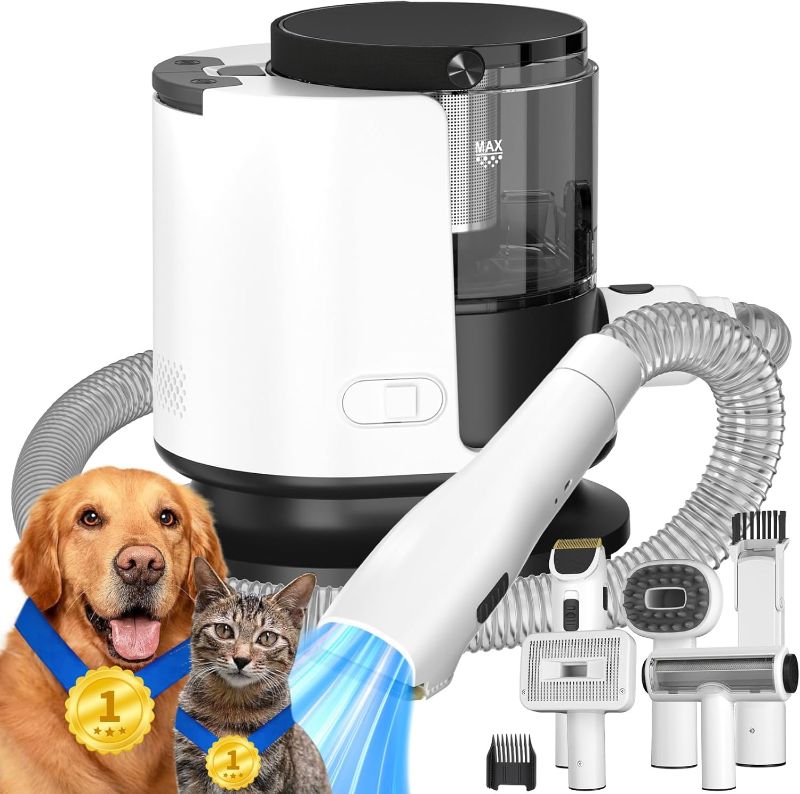 Photo 1 of Dog Grooming Vacuum, Pet Grooming Vacuum, 12000P Dog Vacuum for Shedding Grooming Kit, 1.5L Dust Cup Dog Brush Vacuum (Black)
